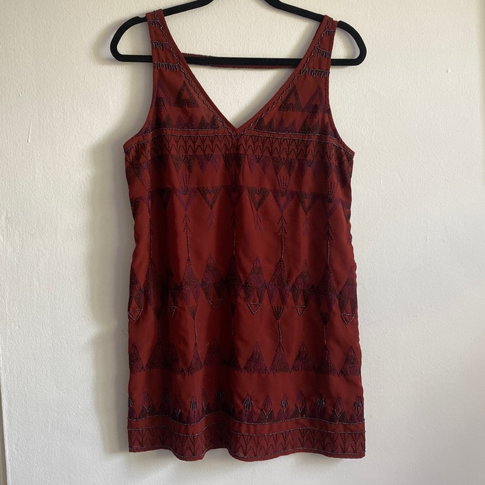 Free People merlot beaded shift mini dress size XS
